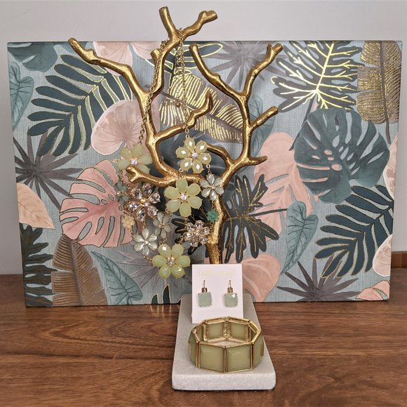 💚 Statement Necklace Bracelet Earring SET - Picture 9 of 16